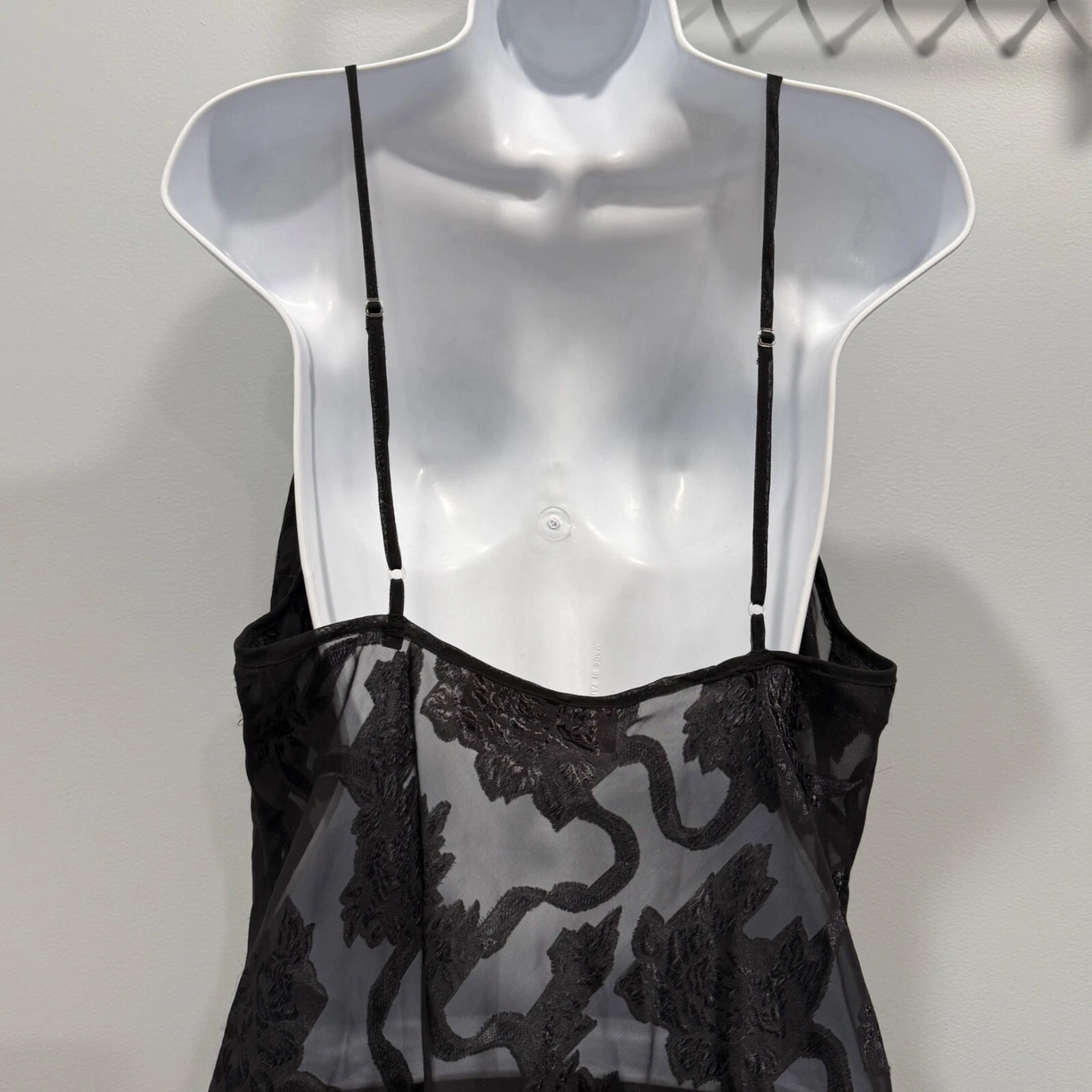 UNDERCOVER Abito slip nero Victoria's Secret vintage anni 90 maglia chiffon floreale burnout taglia L