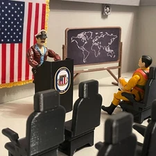 Ready Room Lectern Chalkboard Chairs for 1:18 Scale 3.75" Diorama USS Flagg