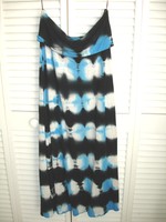 Neiman Marcus Tie-dye Fold-over Maxi Skirt Onyx Combo Black Blue Gray Medium Neiman Marcus Tie-dye Fold-over Maxi Skirt Onyx Combo Black Blue Gray Medium