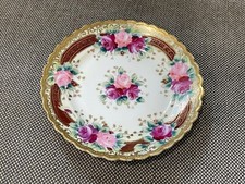 Antique Japanese Nippon Porcelain Saucer Plate w/ Painted Roses Decoration
