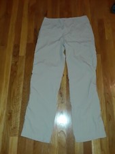 Ladies Columbia PFG Omni-Shade Beige Roll Tab Nylon Pants Size 10