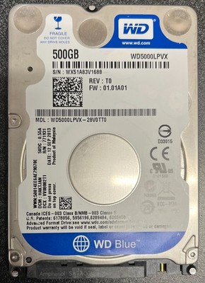WESTERN DIGITAL WD5000LPVX 500GB 2.5'' SATA 5400RPM LAPTOP PC HD HARD DRIVE HDD