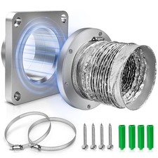 Magnetic Dryer Vent Coupler with 4 inch Hose  Magnetic 180 , Silver