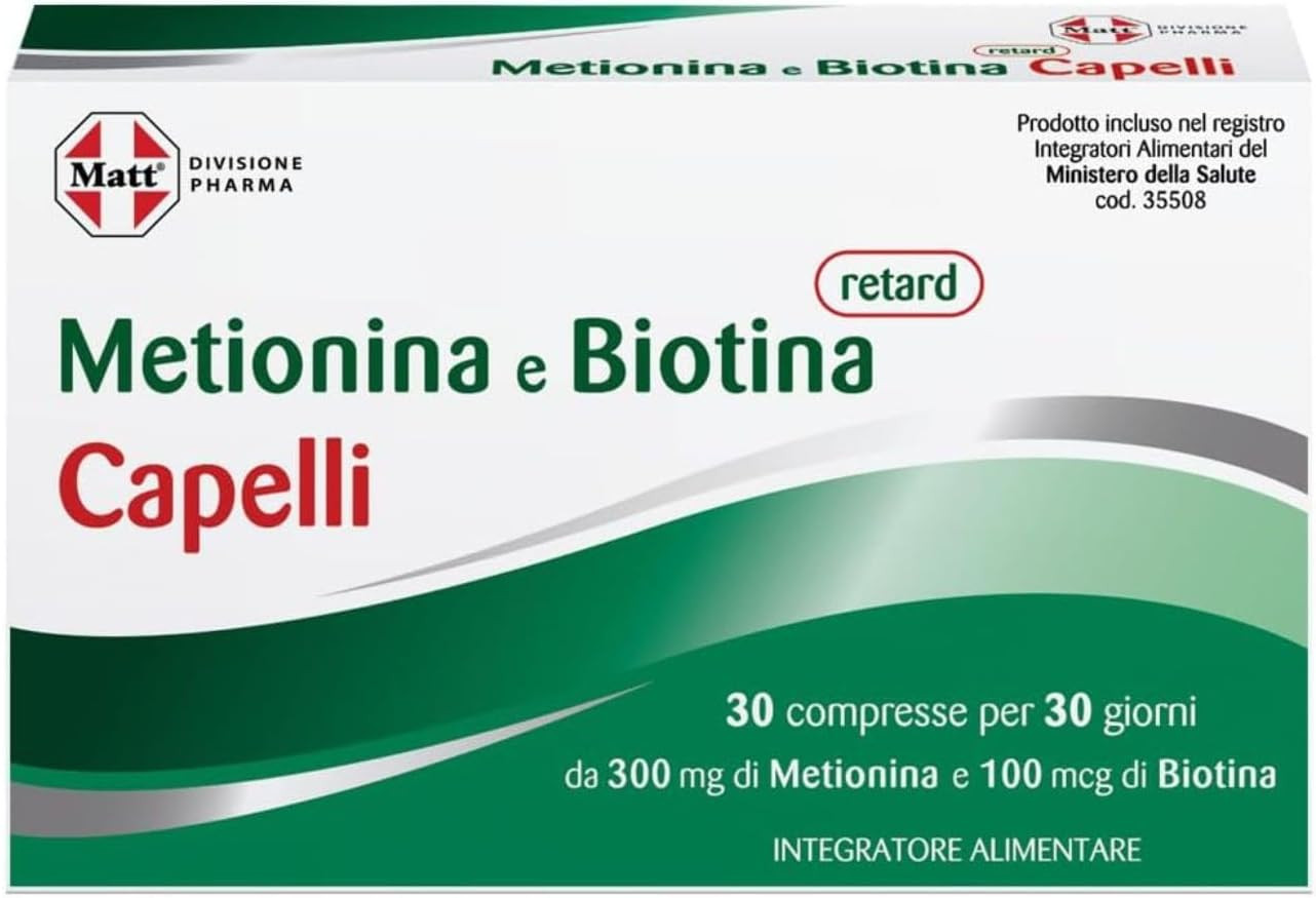 Metionina e Biotina Retard: Ottimizza la Crescita Capelli Matt Pharma