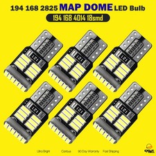 6 X White Lamp Led License Plate Interior Light Bulb T10 194 168 W5w 6000k A80