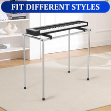 Adjustable Length Piano Keyboard Stand Stainless Steel Frame Movable Design More