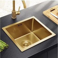 17.7" Gold Stainless Steel Single Bowl Kitchen Sink