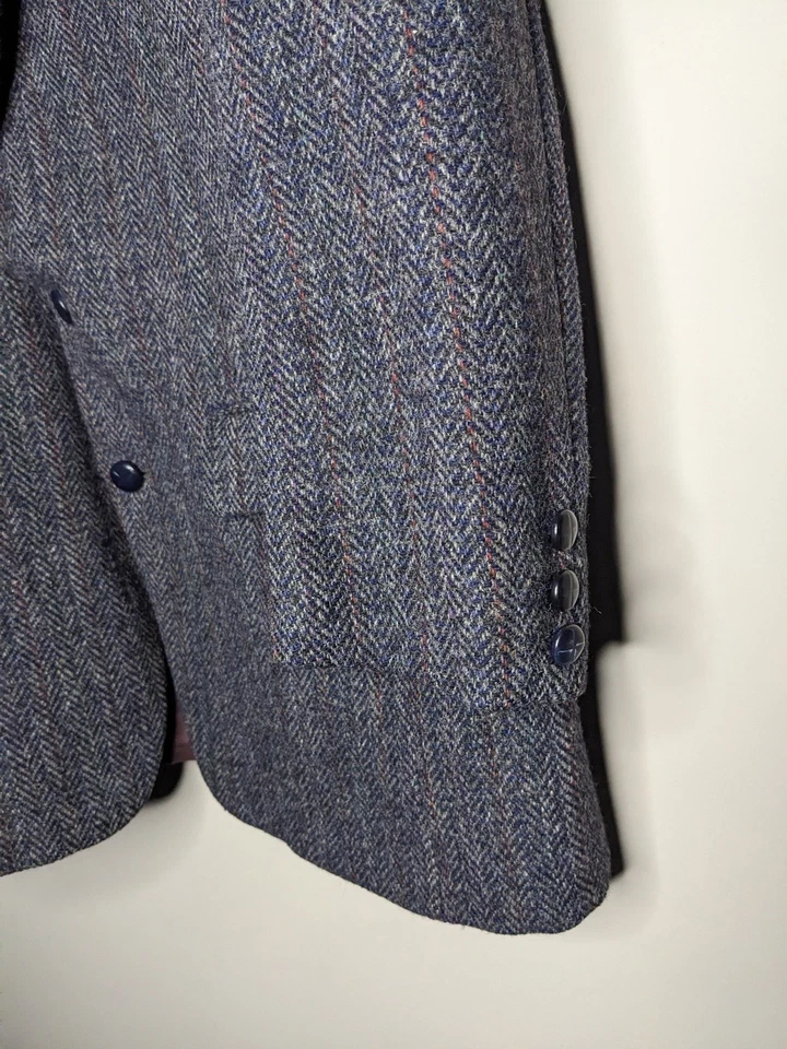 Blazer Harris Tweed Tejido a Mano Lana Escocesa Espiga Gris Hombre’s 38R Chaqueta Foto 2 de 4