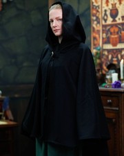 Mytholon Kim Kurzcape Baumwolle Schwarz Larp Mittelalter #14441