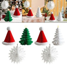 3x Honeycomb Paper Christmas Tree Ornaments for Birthday Party Celebration