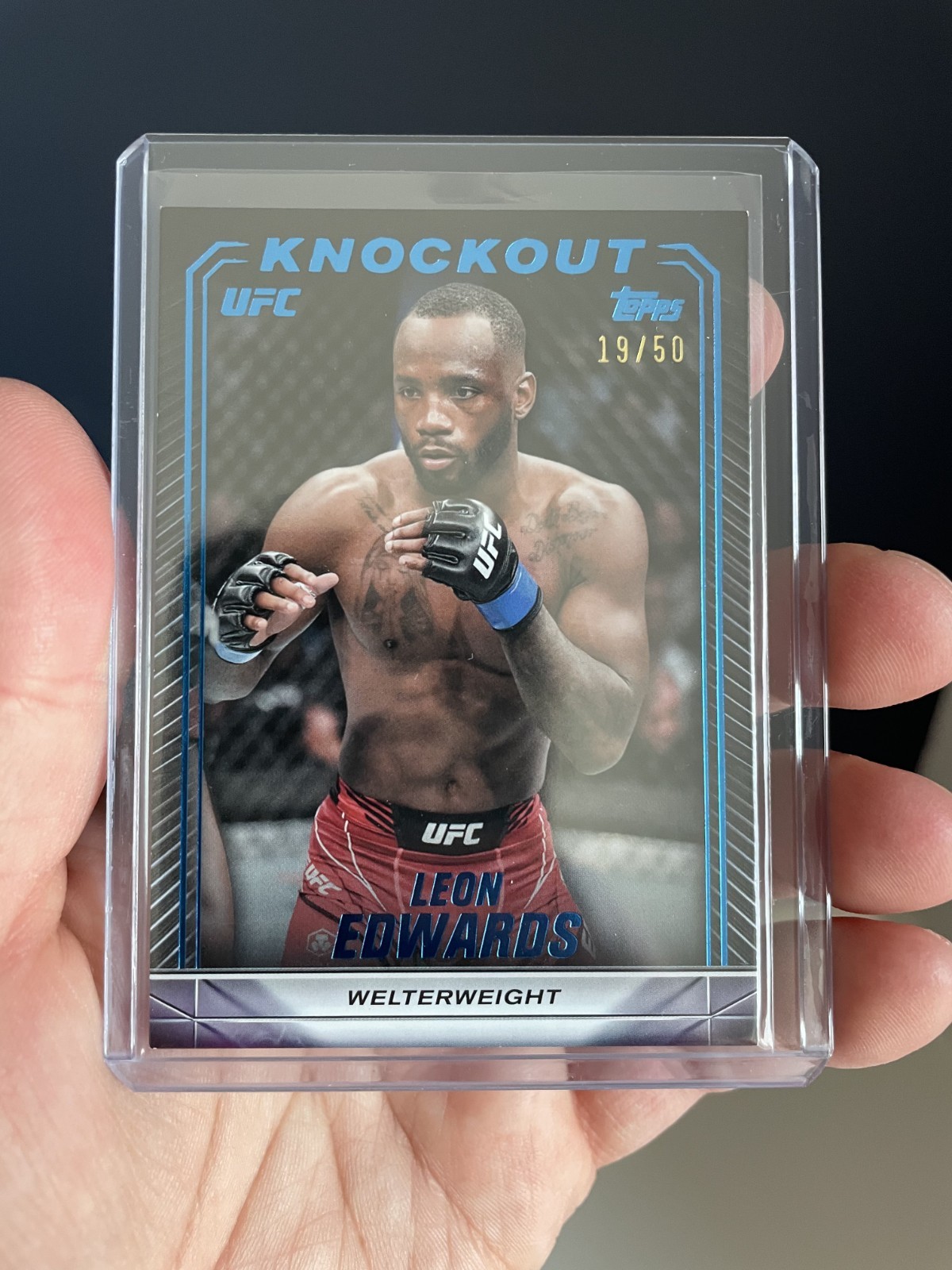 Leon Edwards Blue 19/50 - 2024 Topps UFC Knockout #30
