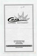 Casa Sol Mexican Restaurant Menu Fredericksburg & San Pedro San Antonio Texas 