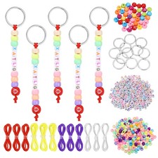 Bead Keychain Making Kit Heart Shaped Keyring Light Color/Table Tennis  564Pack
