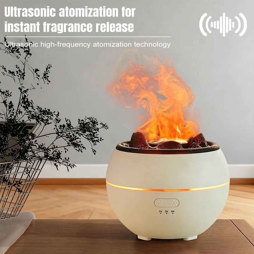 Essential Oil Diffuser Aroma Diffuser Volcano Fire Flame Aromatherapy Timer Home - Image 2 of 4
