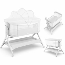 5 in 1 Baby Bassinet, Upgraded Rocking Bedside Sleeper with Wheels, Storage B...