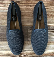 RARE Men's $575 Stubbs & Wootton Blue Straw “RAFFIA” Loafers Slippers Shoes 12.5