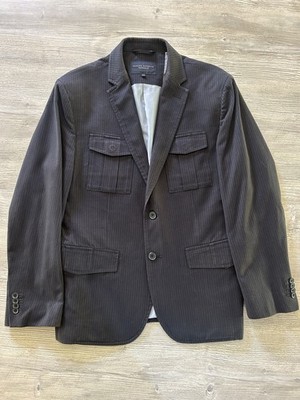 40S Banana Republic Men s Tailored Fit Four Pocket Navy Pinstripe Blazer Cotton