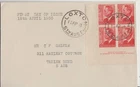 Stamp 1950 Australia 2&1/2d red KGV1 imprint block 4 on plain covetr FDC Loxton