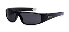 LOCS Men Sunglasses in Classic Wraparound Style in Black with Silver Accent