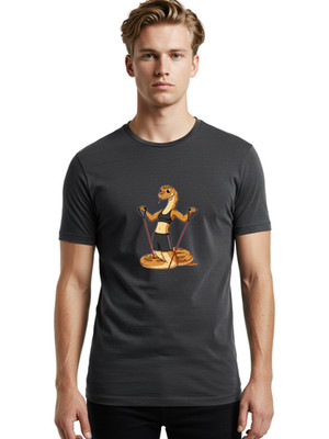 Snake-Working-Out Mens Graphic Tee, 100% Cotton, Casual Summer Wear