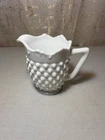 VINTAGE MCM Fenton Hobnail White Milk Glass Creamer Pitcher with Scalloped Edge