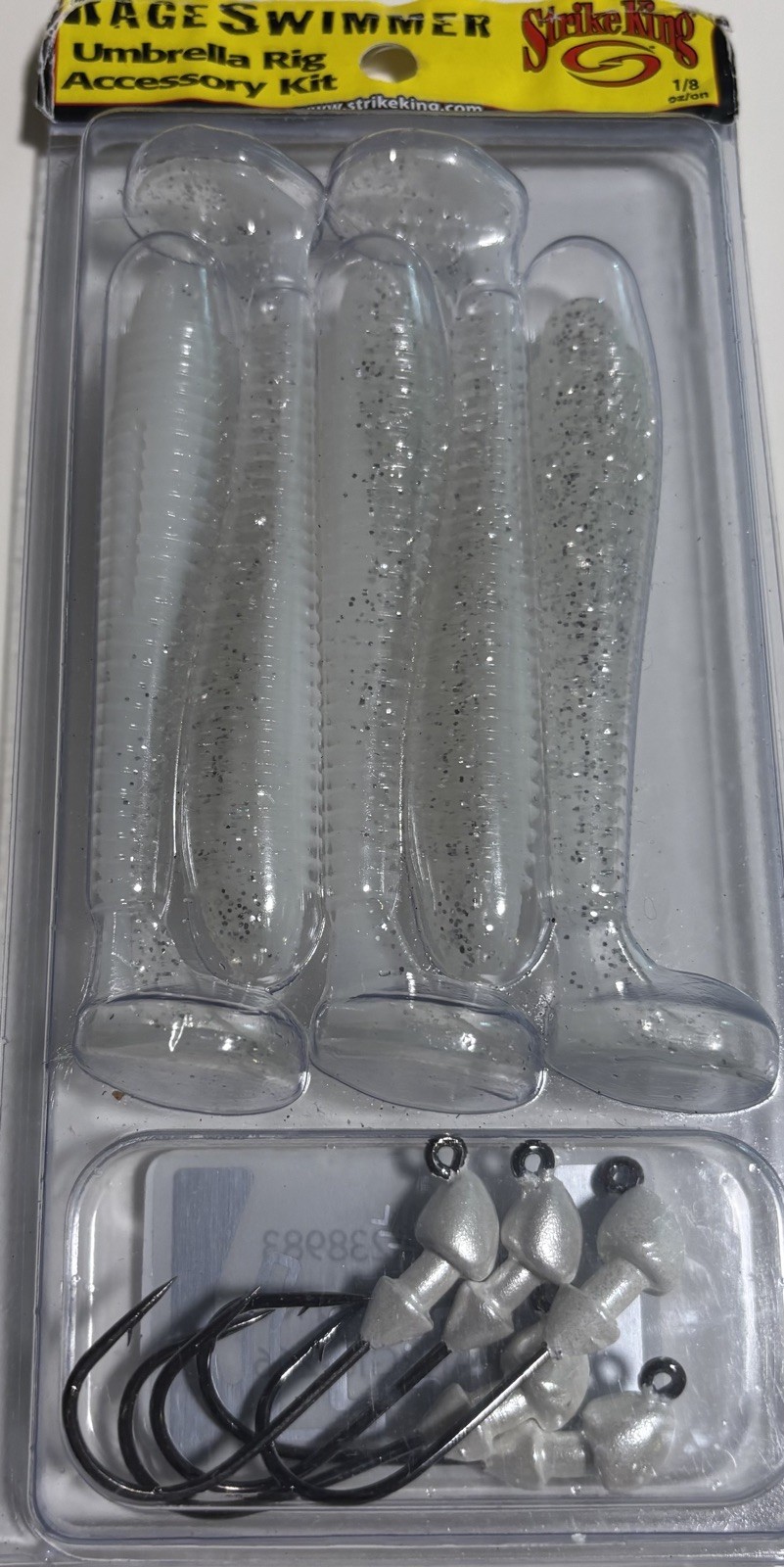 Strike King Umbrella Rig Accessory Kit, Pearl Flash Shad, Pack of 5 Jigs/5 Hooks - Image 1
