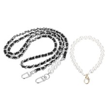Purse Chain Strap, Replacement Strap with Phone Lanyard, 49 Inch, Silver  Black