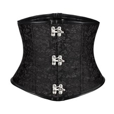 Women s Black Underbust Corset Belt Lace-Up Boned Waist Corset Fashion Bust...