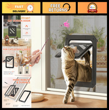 Lockable Cat Screen Door for Cats  Small Dogs, Magnetic Flap 7x9", Interactive