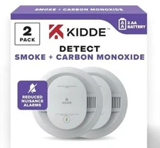 2 Pack Kidde Smoke & Carbon Monoxide Detector, AA Battery Powered, LED Warning