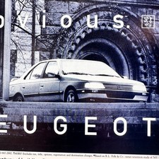 1990 Peugeot 405 Sedan Beyond Obvious Vintage Print Ad Car Auto Advert Art