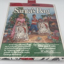 VTG New 1990 Santas Bag Plastic w/Drawstring Top 30" x 24" x 10" Large Wrapping
