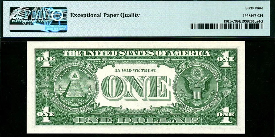 1963A $1 Philadelphia LOW Serial Number • 1901-C • PMG 69 EPQ • ((TOP POP 2/0)) - Image 3 of 3