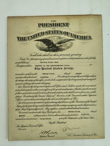 1918 antique ARMY cert CAPTAIN QUARTERMASTER CORPS author SHIRLEY NILES CARR