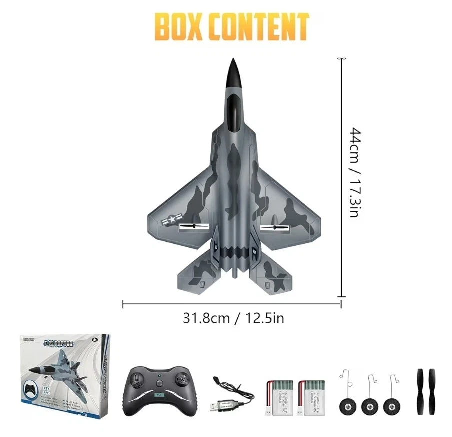 Hawk’s Work F22 Raptor RC Airplane 2CH 2.4GHz EPP Jet Ready to Fly w/ Remote - Image 2 of 4