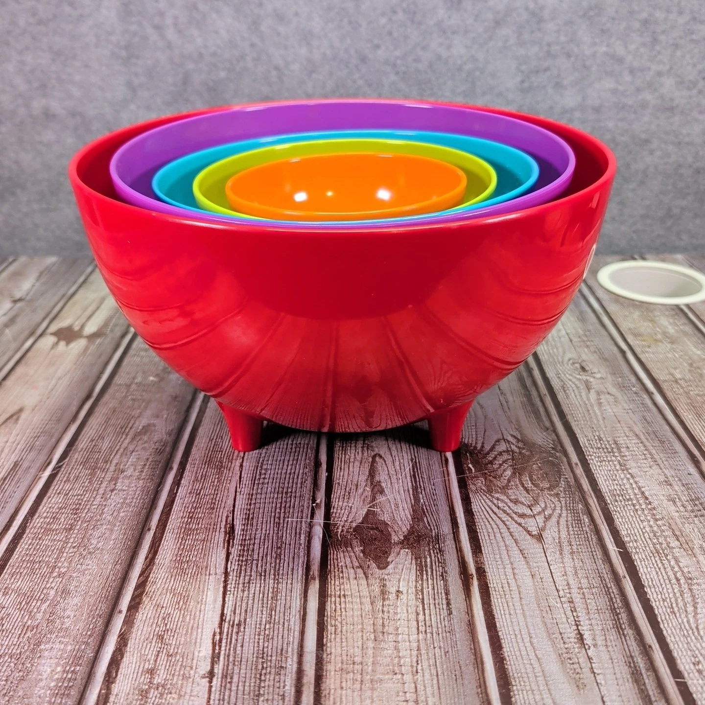 Zak Designs colorful melamine nesting mixing bowls - set of 5 RARE With Legs