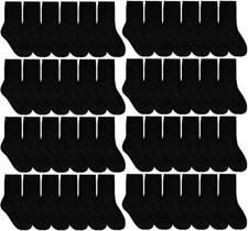 48 PK Yacht  Smith Kids Premium Cotton Crew Socks Black Size 4-6 Boys Crew Sock