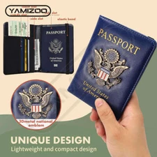 Passport Holder Wallet Travel RFID US Passport Cover ID Card Leather Protector