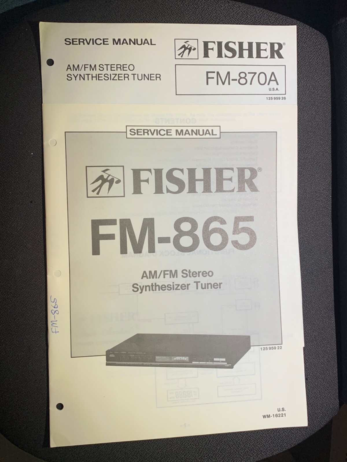Fisher FM-865 FM-870A AM/FM Stereo Synthesizer Tuner Service Manual Original