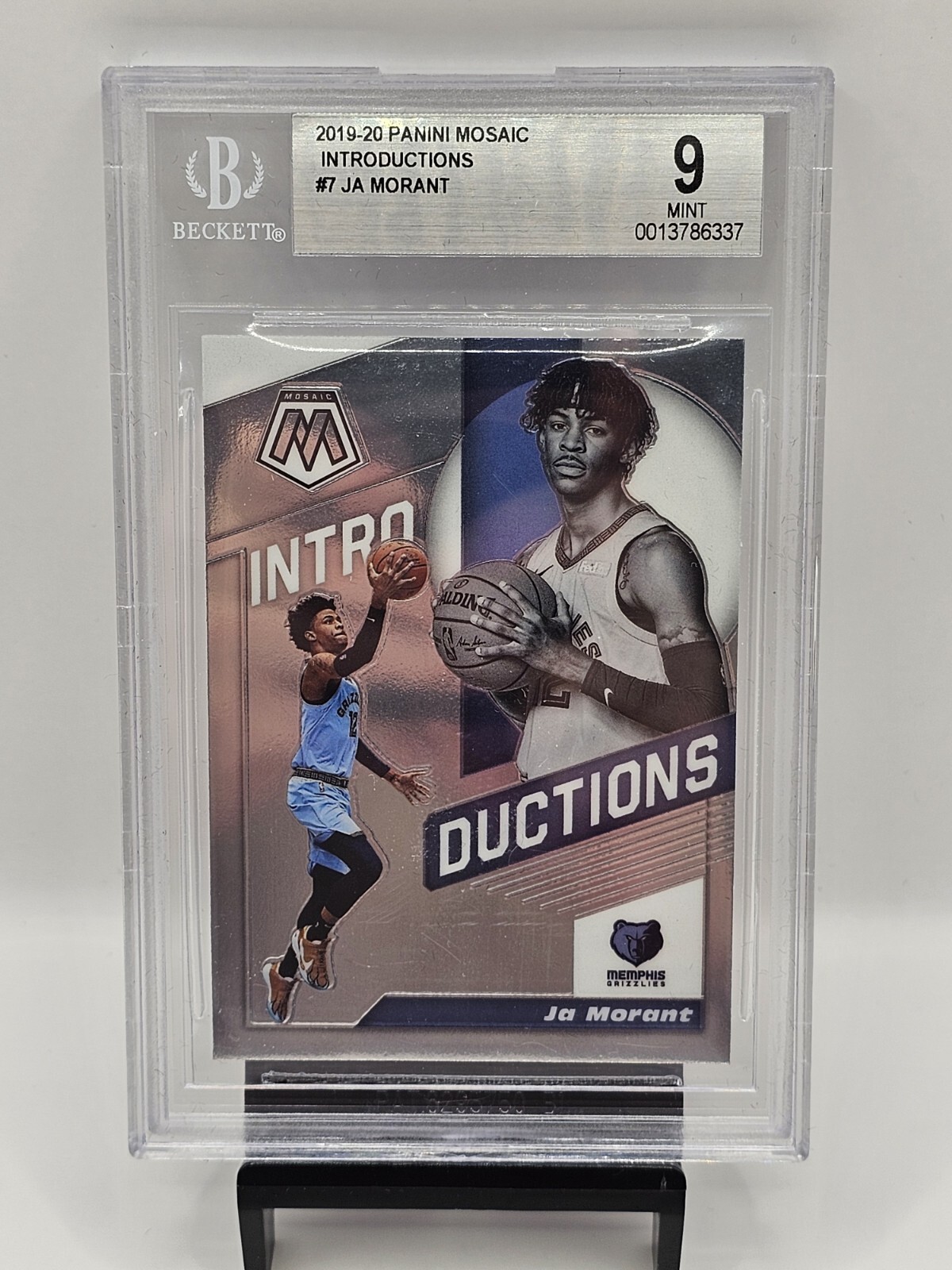 2019-20 Panini Mosaic Beckett BGS 9 Introductions #7 Ja Morant Memphis Grizzlies