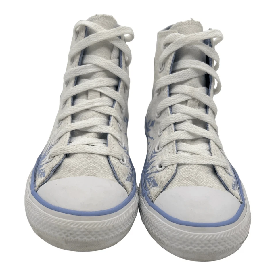 Converse All Star High Tops Junior 3 Disney Frozen White Elsa Glitter - Image 2 of 4