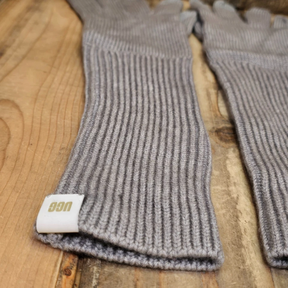 GUANTE UGG DE PUNTO LARGO CON PALMA CONDUCTORA INTELIGENTE Y DEDOS MEZCLA DE LANA ~ GRIS CLARO Foto 2 de 4