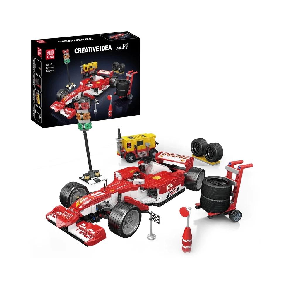 Mould King 10035 F1 Pit Stop Scene Model Building Set Race Car Toy Set 1,603 Pcs - Image 2 of 4
