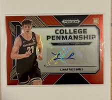 2023 PANINI - PRIZM DRAFT PICKS LIAM ROBBINS COLLEGE PENMANSHIP Red /199 RC