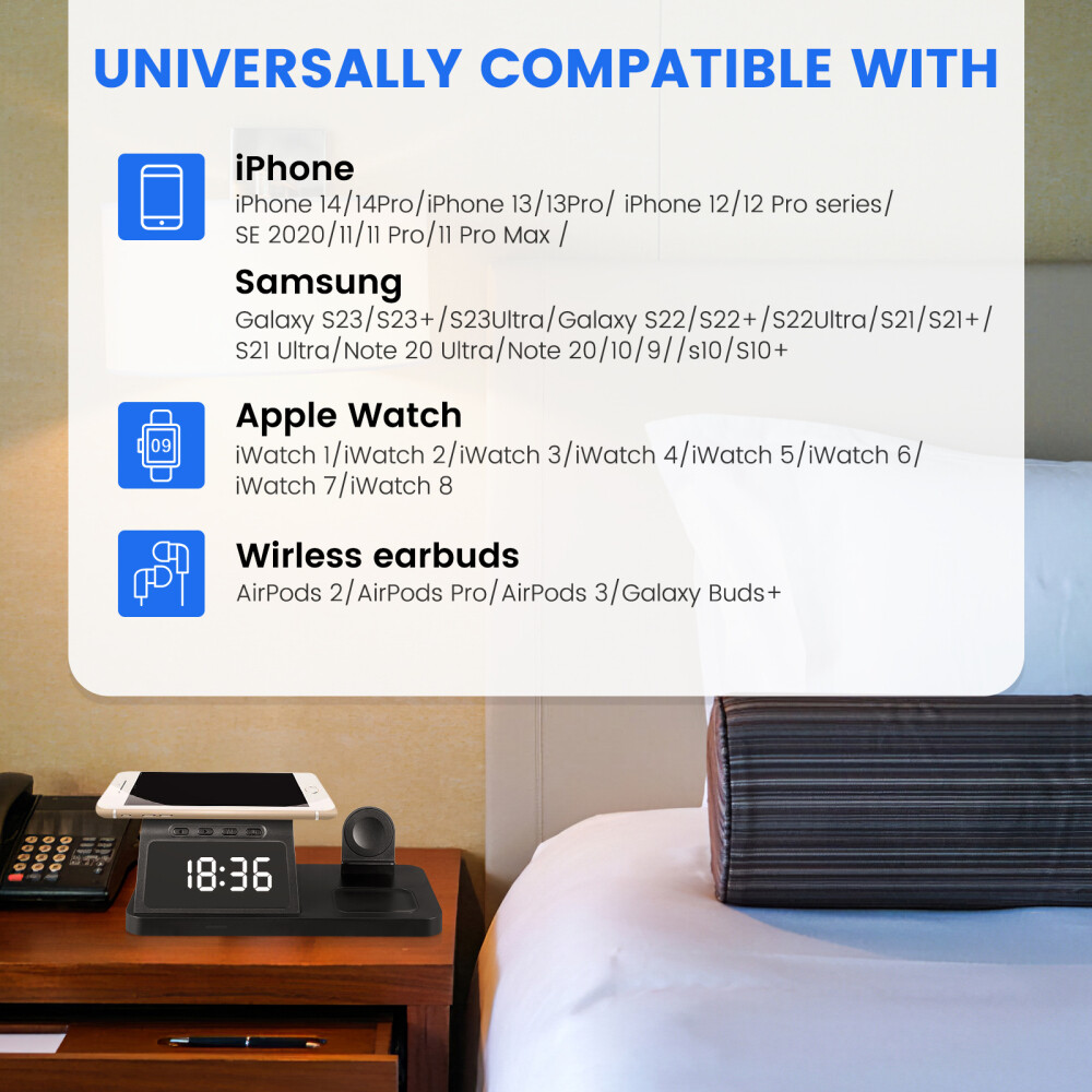 Mobile Chargers Wireless Living Room Digital Clock Function