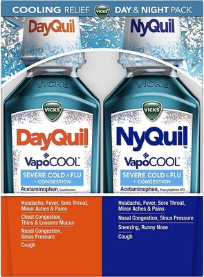 Vicks DayQuil NyQuil VapoCOOL SEVERE Cold Flu Congestion 12oz x 2 FREE SHIPPING