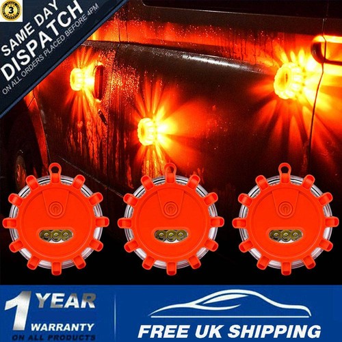 3x Car Breakdown Road Safety Warning Lights Multifunction Flashing