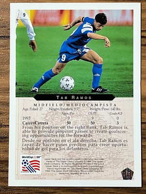 Upper Deck 1994 World Cup USA Soccer Card #9 Tab Ramos Free