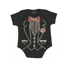 Funny Infant Toddler Fancy Classic Tuxedo Bow Tie Shirt Costume Romper