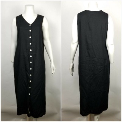 black long linen dress